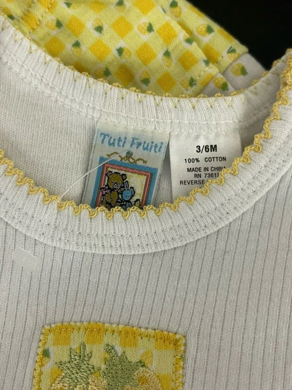 Vintage Tuti Fruiti Girl's 3-6 mos 2pc Outfit Bodysuit Top and Skirt Set NWT